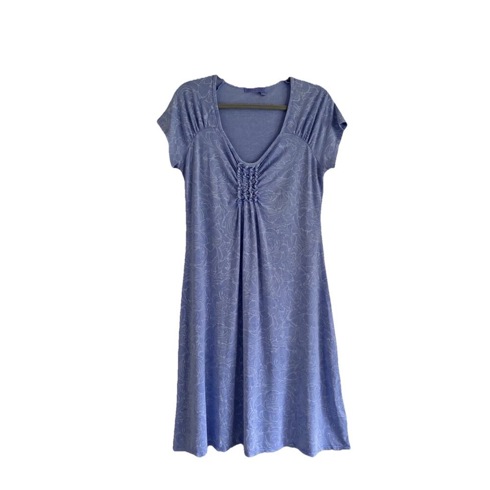 Fresh Produce Periwinkle Short Sleeve V Neck A-Line "Emma Dress" Size L (USA!)